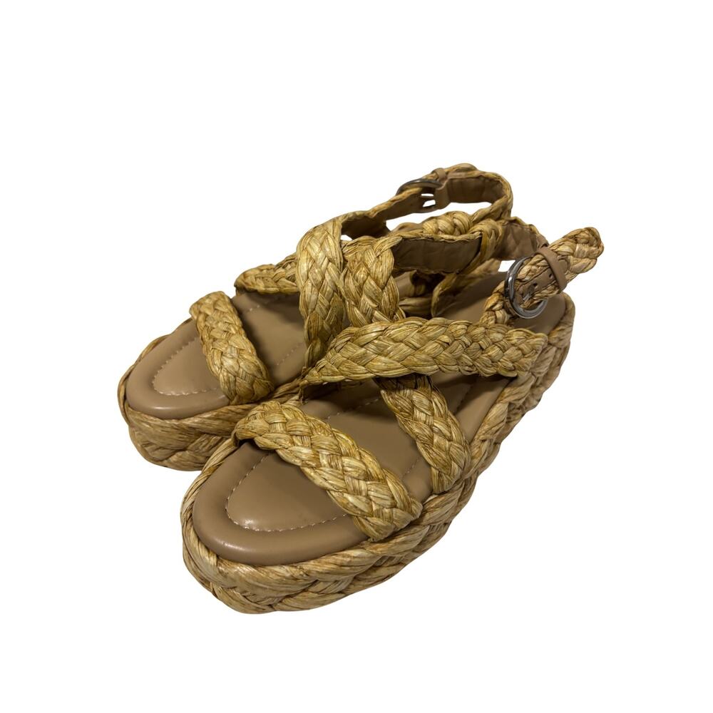 Marc Fisher Raffia Platform Sandals Women’s 6M Woven Braided Ankle Strap Summer